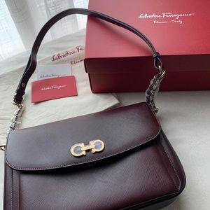 NEW WITH TAGS Salvatore Ferragamo Plum Calf Purse - Sandrine Rouge